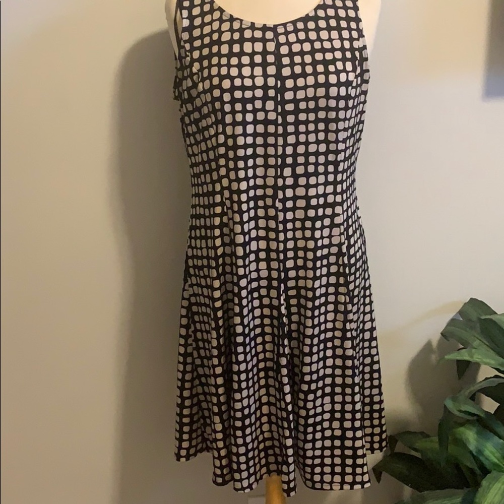 Black and nude midi flare dress